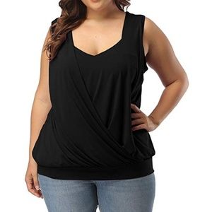 Allegrace Plus Size Sleeveless Front Wrap Layered